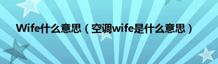 Wife什么意思（空调wife是什么意思）