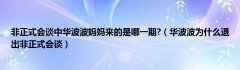 非正式会谈中华波波妈妈来的是哪一期?（华波波为什么退出非正式会谈）