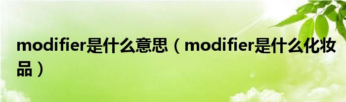 modifier是什么意思（modifier是什么化妆品）