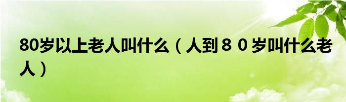 80岁以上老人叫什么（人到８０岁叫什么老人）