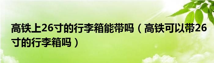 高铁上26寸的行李箱能带吗（高铁可以带26寸的行李箱吗）