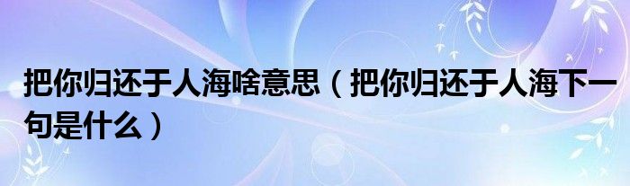 把你归还于人海啥意思（把你归还于人海下一句是什么）