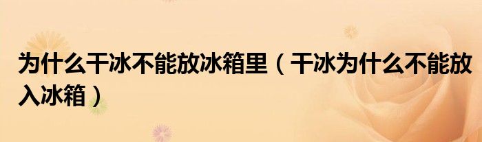 为什么干冰不能放冰箱里（干冰为什么不能放入冰箱）