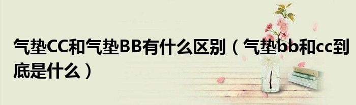 气垫CC和气垫BB有什么区别（气垫bb和cc到底是什么）