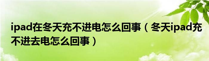 ipad在冬天充不进电怎么回事（冬天ipad充不进去电怎么回事）