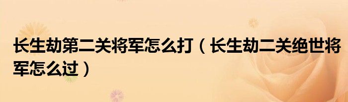 长生劫第二关将军怎么打（长生劫二关绝世将军怎么过）