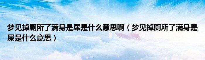 梦见掉厕所了满身是屎是什么意思啊（梦见掉厕所了满身是屎是什么意思）