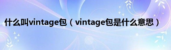 什么叫vintage包（vintage包是什么意思）