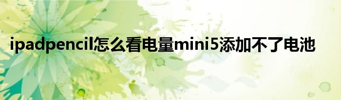 ipadpencil怎么看电量mini5添加不了电池