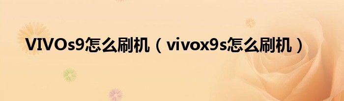 VIVOs9怎么刷机（vivox9s怎么刷机）