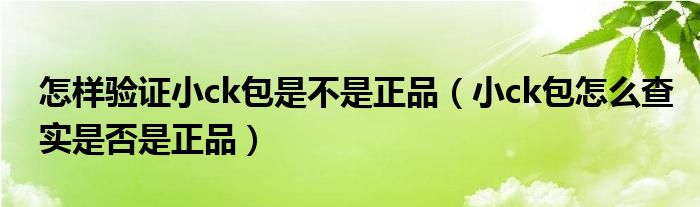 怎样验证小ck包是不是正品（小ck包怎么查实是否是正品）