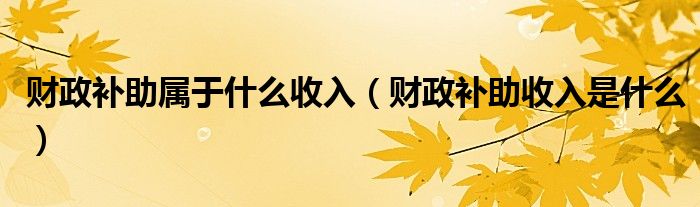 财政补助属于什么收入（财政补助收入是什么）