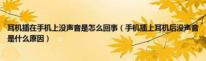 耳机插在手机上没声音是怎么回事（手机插上耳机后没声音是什么原因）