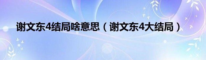 谢文东4结局啥意思（谢文东4大结局）