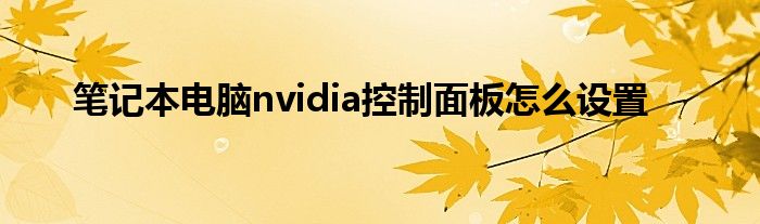 笔记本电脑nvidia控制面板怎么设置