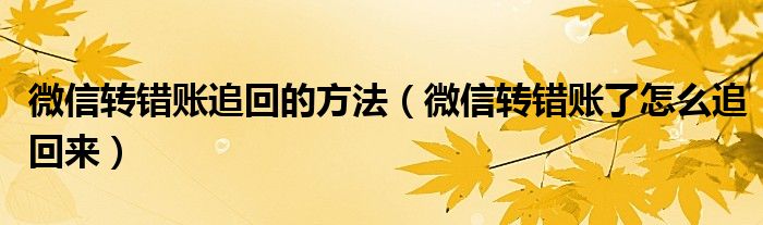 微信转错账追回的方法（微信转错账了怎么追回来）