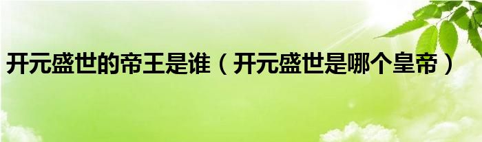 开元盛世的帝王是谁（开元盛世是哪个皇帝）