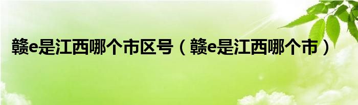 赣e是江西哪个市区号（赣e是江西哪个市）