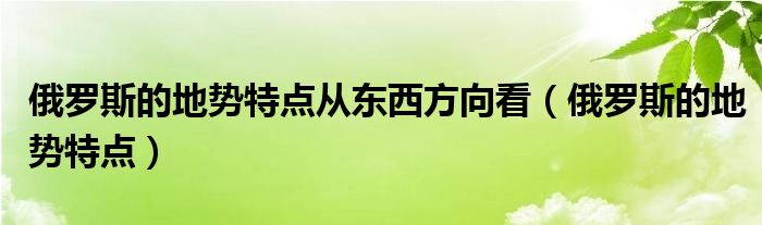 俄罗斯的地势特点从东西方向看（俄罗斯的地势特点）