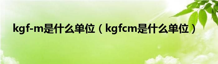 kgf-m是什么单位（kgfcm是什么单位）