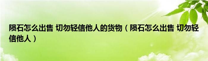 陨石怎么出售 切勿轻信他人的货物（陨石怎么出售 切勿轻信他人）