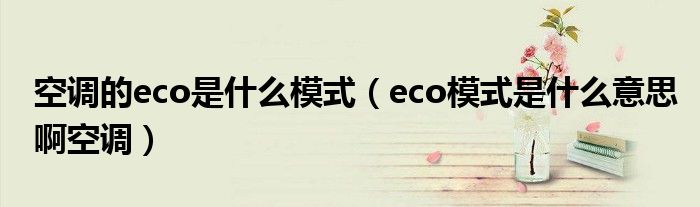 空调的eco是什么模式（eco模式是什么意思啊空调）