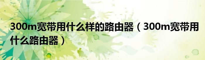 300m宽带用什么样的路由器（300m宽带用什么路由器）