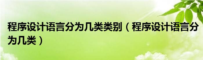 程序设计语言分为几类类别（程序设计语言分为几类）