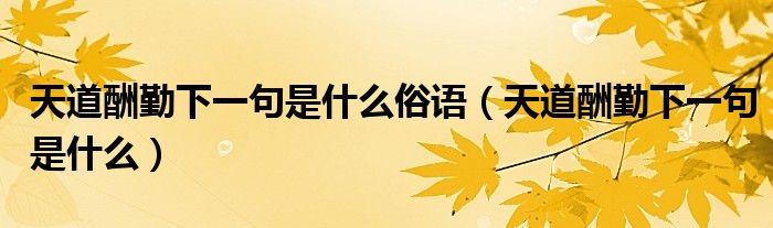 天道酬勤下一句是什么俗语（天道酬勤下一句是什么）