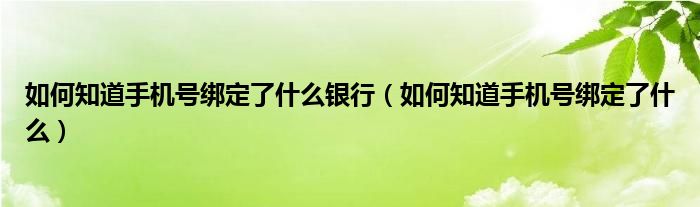 如何知道手机号绑定了什么银行（如何知道手机号绑定了什么）