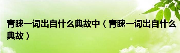 青睐一词出自什么典故中（青睐一词出自什么典故）