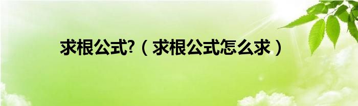 求根公式?（求根公式怎么求）