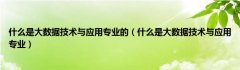 什么是大数据技术与应用专业的（什么是大数据技术与应用专业）