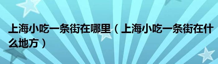 上海小吃一条街在哪里（上海小吃一条街在什么地方）