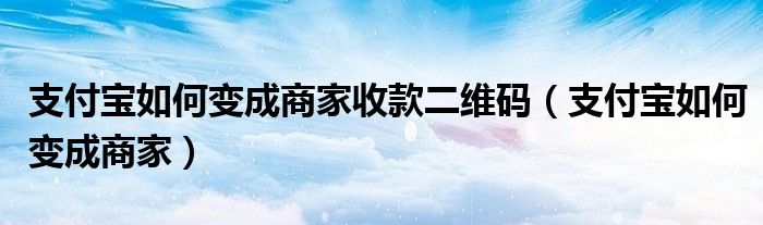 支付宝如何变成商家收款二维码（支付宝如何变成商家）