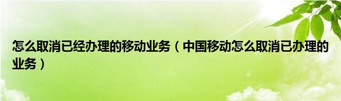 怎么取消已经办理的移动业务（中国移动怎么取消已办理的业务）