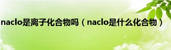 naclo是离子化合物吗（naclo是什么化合物）