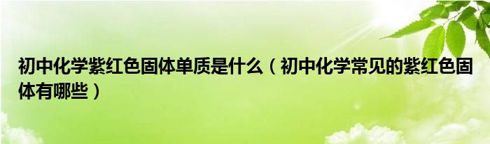 初中化学紫红色固体单质是什么（初中化学常见的紫红色固体有哪些）