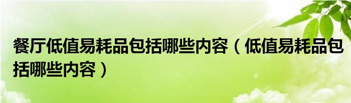 餐厅低值易耗品包括哪些内容（低值易耗品包括哪些内容）