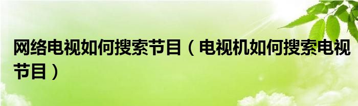 网络电视如何搜索节目（电视机如何搜索电视节目）