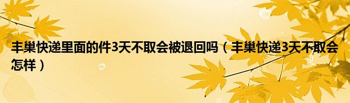 丰巢快递里面的件3天不取会被退回吗（丰巢快递3天不取会怎样）