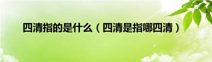 四清指的是什么（四清是指哪四清）