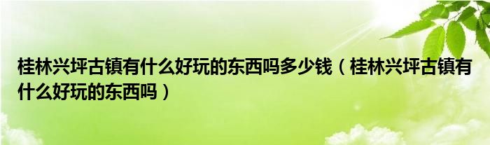 桂林兴坪古镇有什么好玩的东西吗多少钱（桂林兴坪古镇有什么好玩的东西吗）