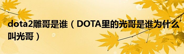 dota2雕哥是谁（DOTA里的光哥是谁为什么叫光哥）