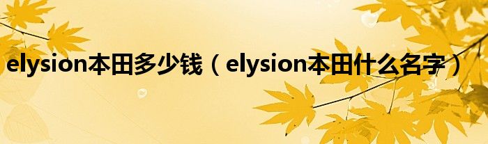 elysion本田多少钱（elysion本田什么名字）