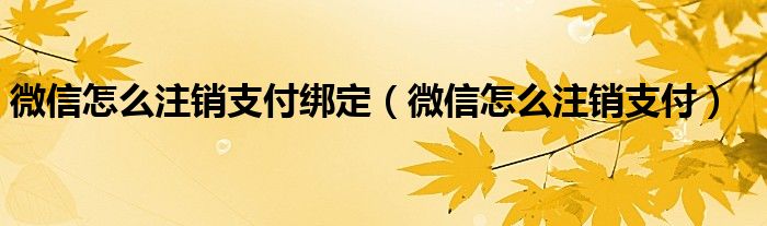 微信怎么注销支付绑定（微信怎么注销支付）