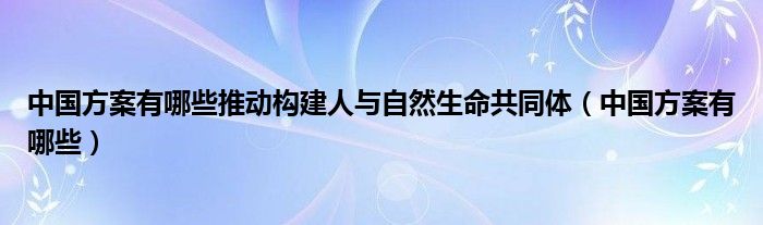 中国方案有哪些推动构建人与自然生命共同体（中国方案有哪些）