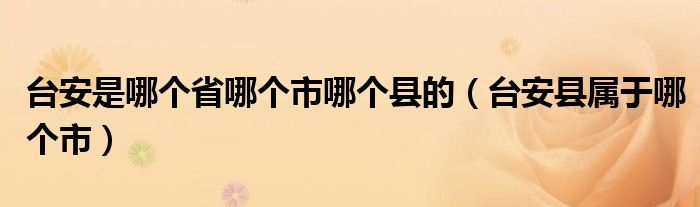 台安是哪个省哪个市哪个县的（台安县属于哪个市）