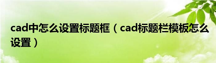 cad中怎么设置标题框（cad标题栏模板怎么设置）