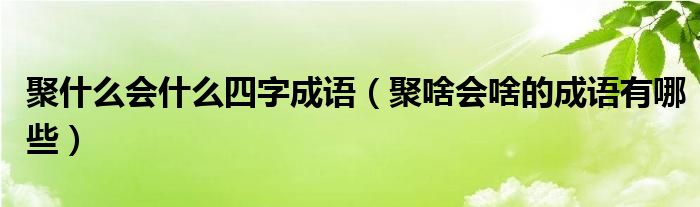 聚什么会什么四字成语（聚啥会啥的成语有哪些）